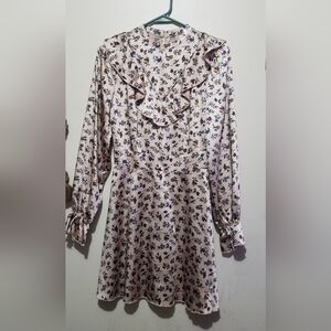 Laura Ashley × UO Cream Floral Long Sleeve Mini Dress